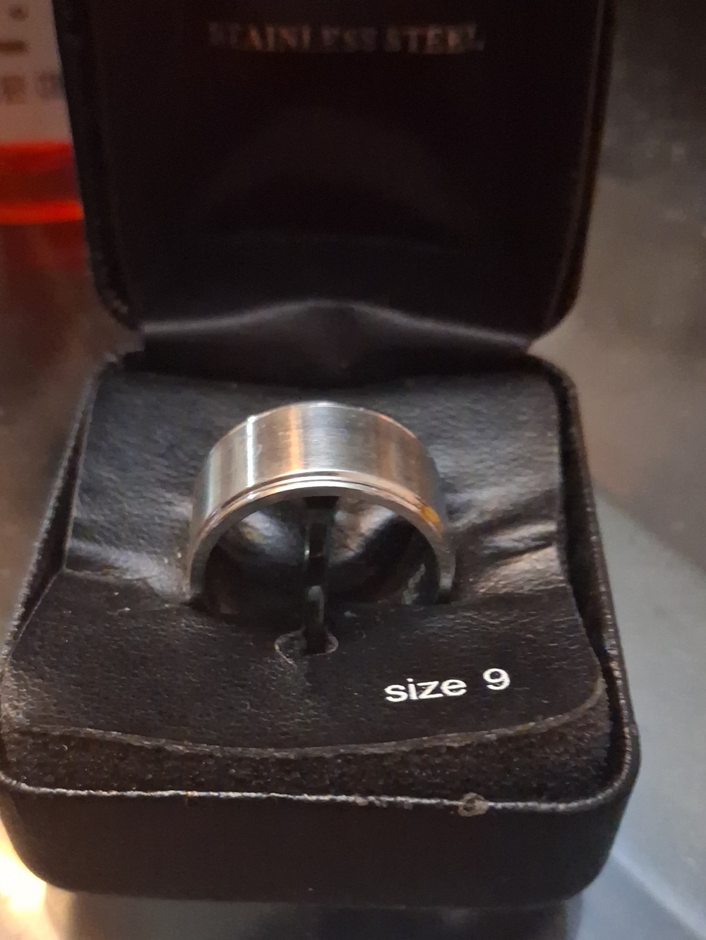 Men's Brushed Stainless Steel Ring in Silver - Size 9